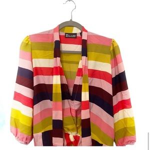 New York & Company Rainbow Striped Blouse